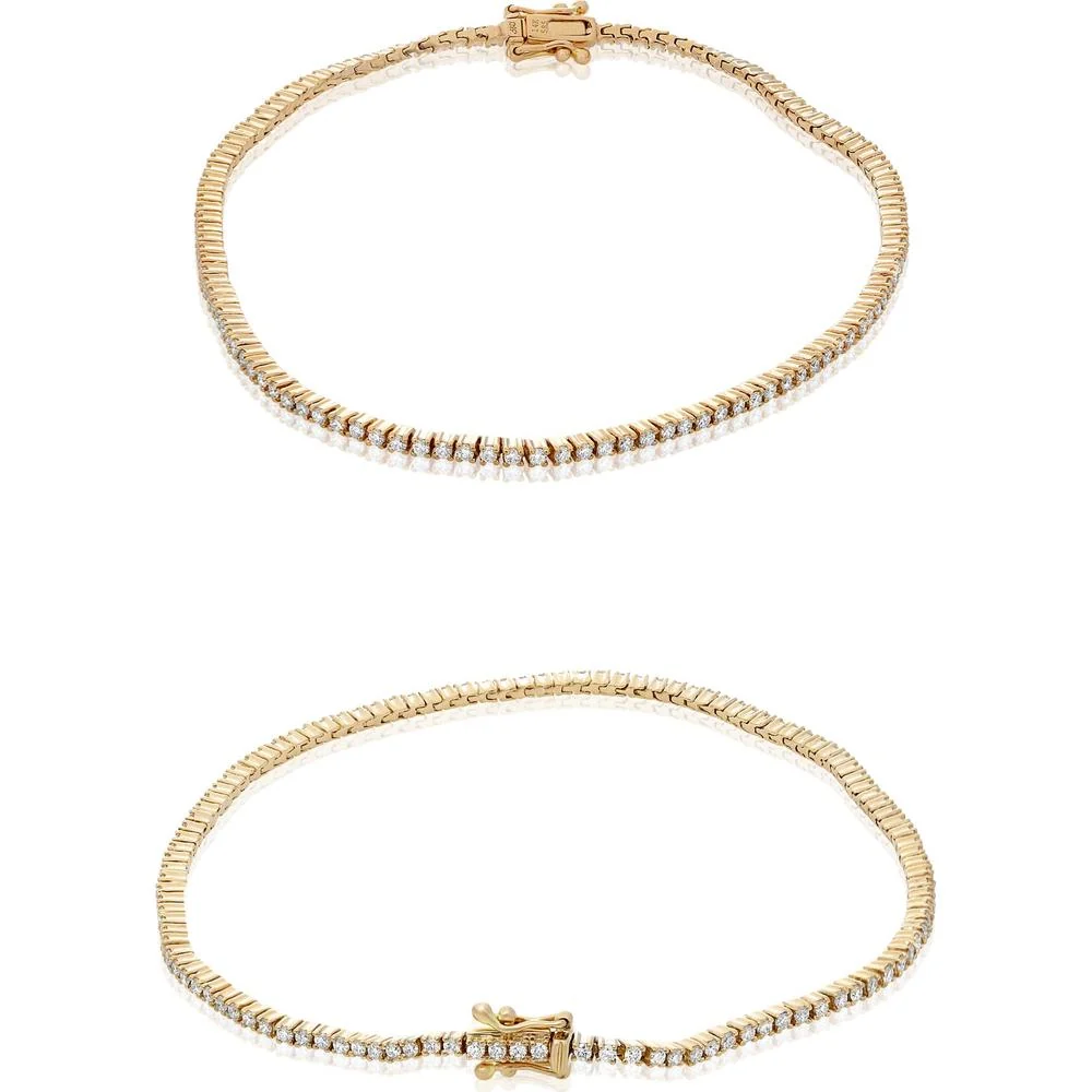 Roman & Jules - 14K Yellow Gold Tennis Bracelet with Round Diamonds - 0.85 Carat Total Diamond Weight