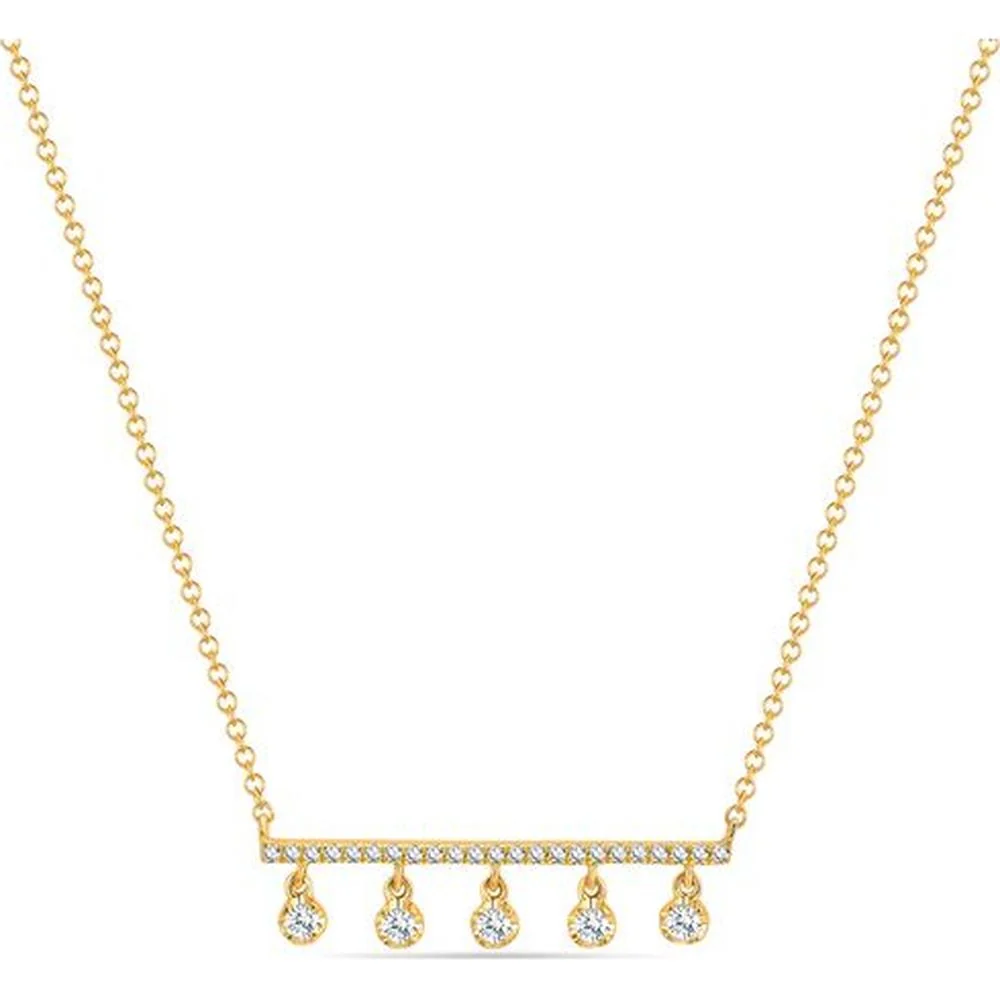 Roman & Jules - 14K Yellow Gold Y-Necklace with 0.18 Carat Round Diamonds