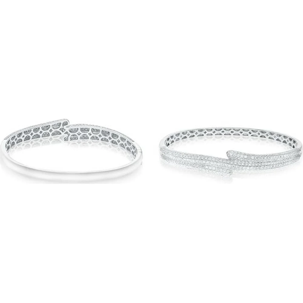Roman & Jules - 18K White Gold Round Diamond Bangle - 2.72 Carat Total Diamond Weight