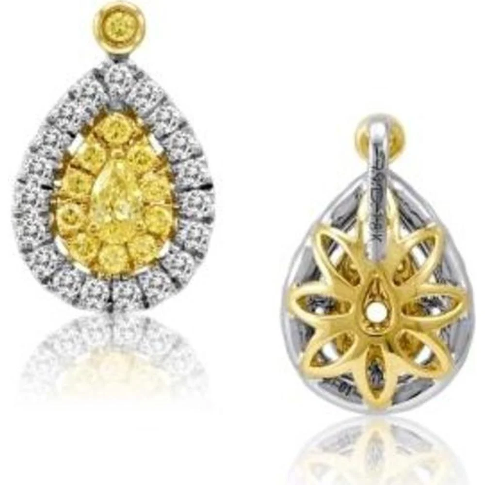 Roman & Jules - 18K Yellow and White Gold Fancy Yellow Diamond Pear-Shaped Drop Earrings - 1.01 Carat Total Yellow Diamond Weight