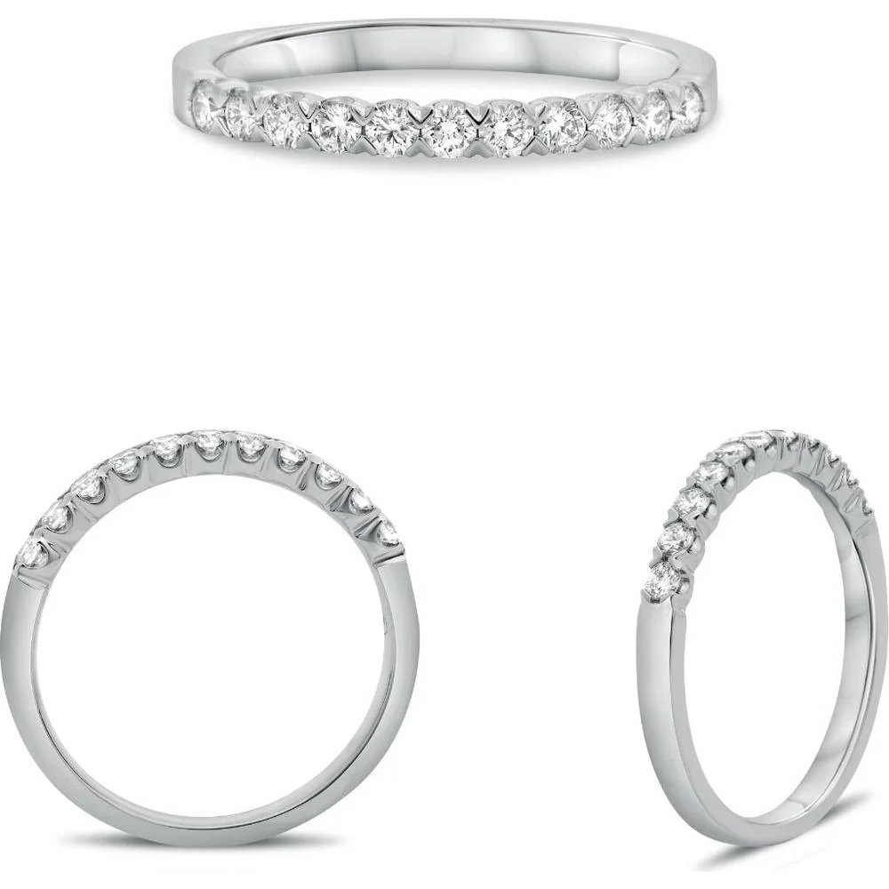 Roman & Jules - Platinum Fishtail-Set Round Diamond Band - 0.31 Carat Total Diamond Weight
