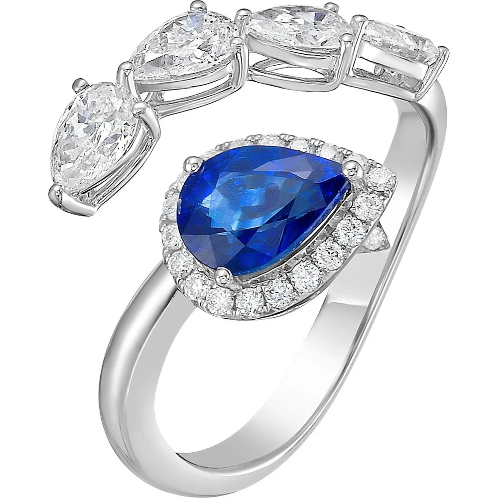 Ruchi New York - Amaryllis Blue Sapphire Wrap Ring in 18K White Gold - Image 3