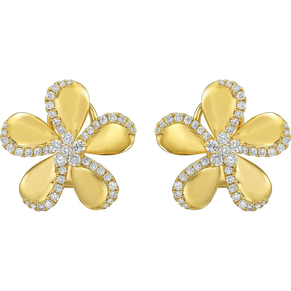 Ruchi New York - Blossom Floral Yellow Gold Diamond Studs in 18K Yellow Gold - Image 2