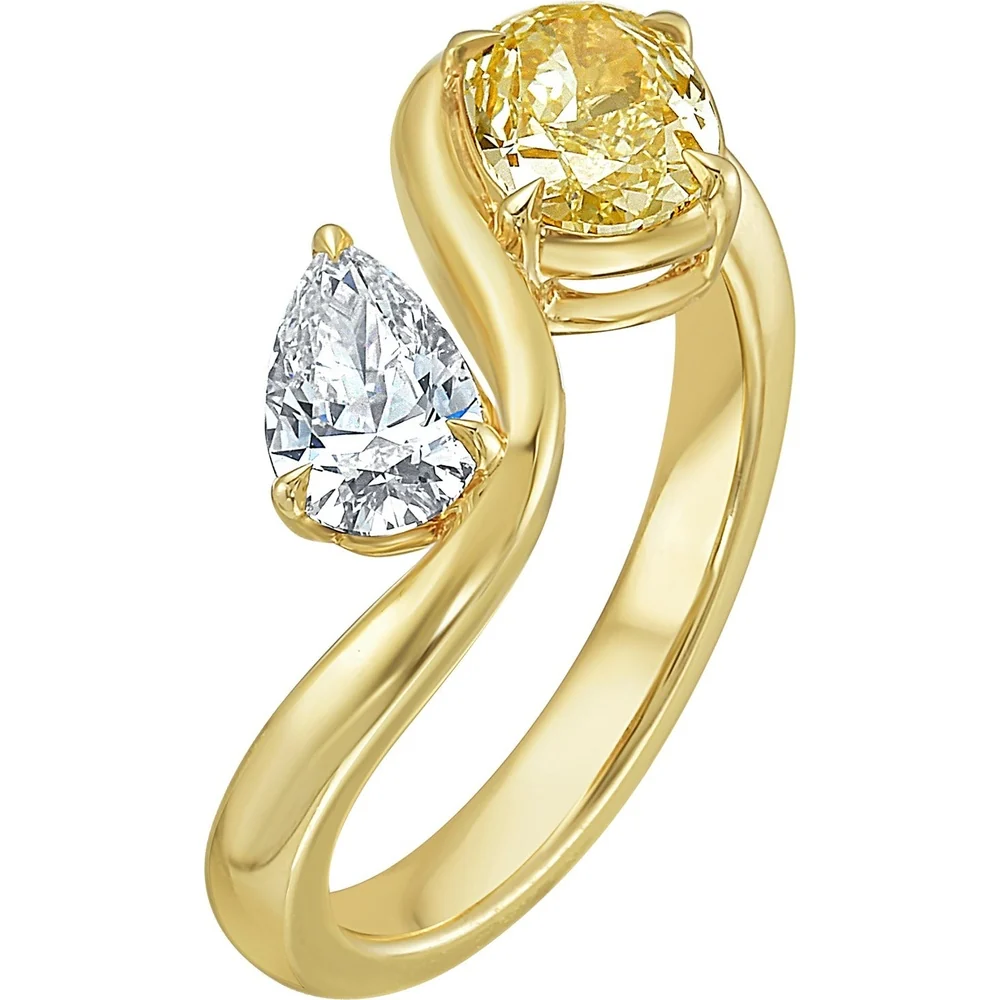 Ruchi New York - Calista Yellow & White Diamond Toi et Moi Ring in 18K Yellow Gold - Image 3