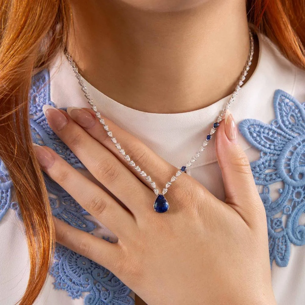 Ruchi New York - Concerto Blue Sapphire Pendant Necklace in 18K White Gold - Image 2