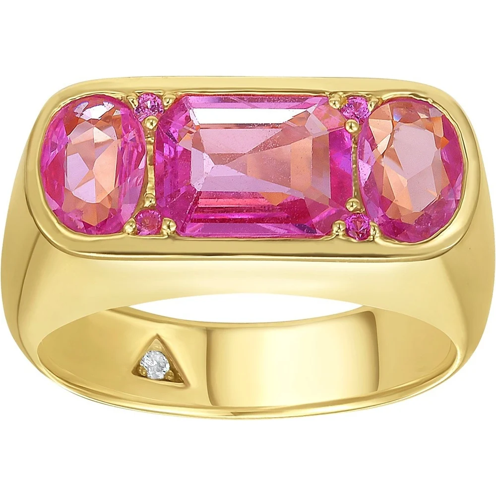 Ruchi New York - Dolce 2.72 Carat Pink Sapphire Bar Ring in 18K Yellow Gold - Image 3