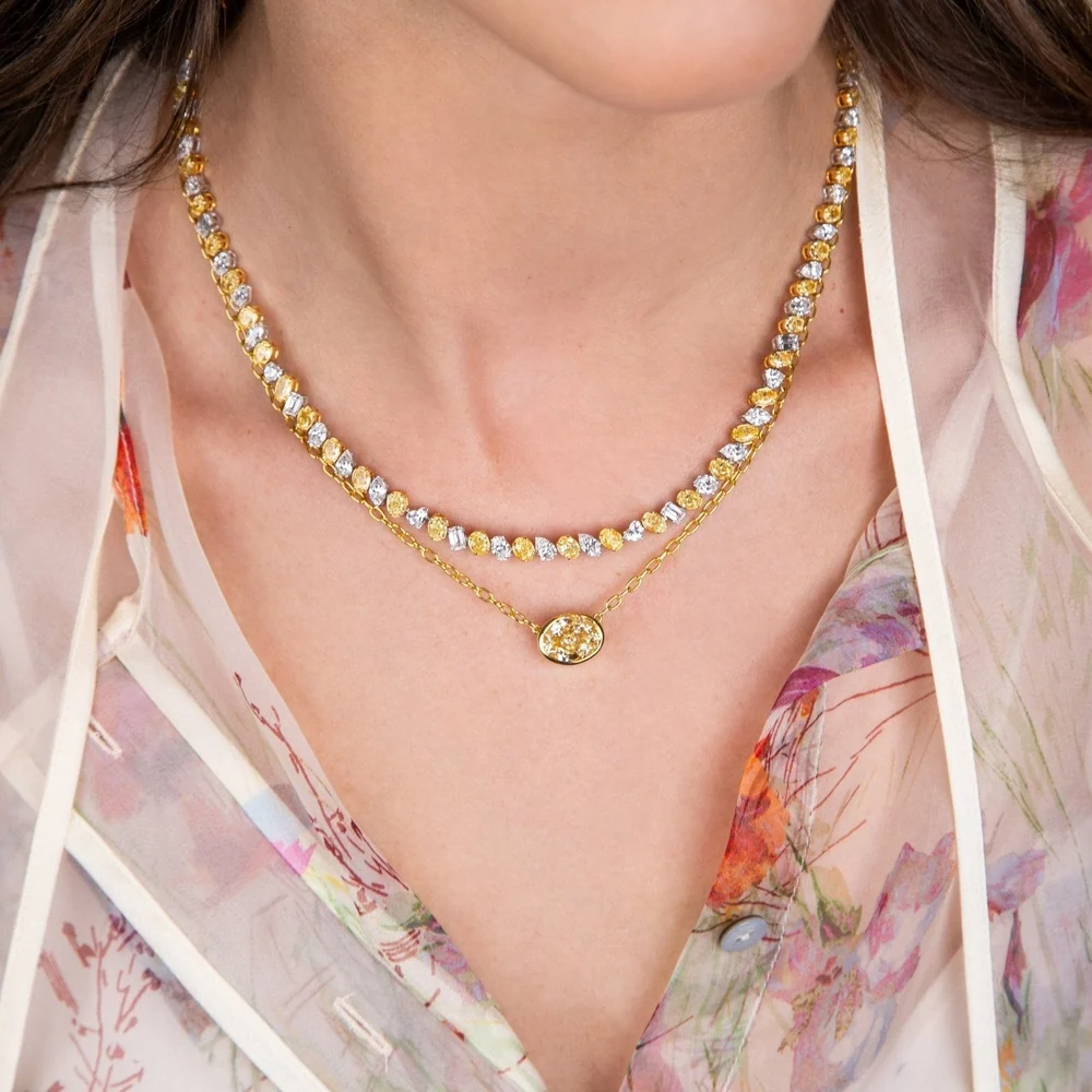 Ruchi New York - Soleil 22.18 Carat Fancy Yellow & White Diamond Necklace in 18K Yellow Gold - Image 2