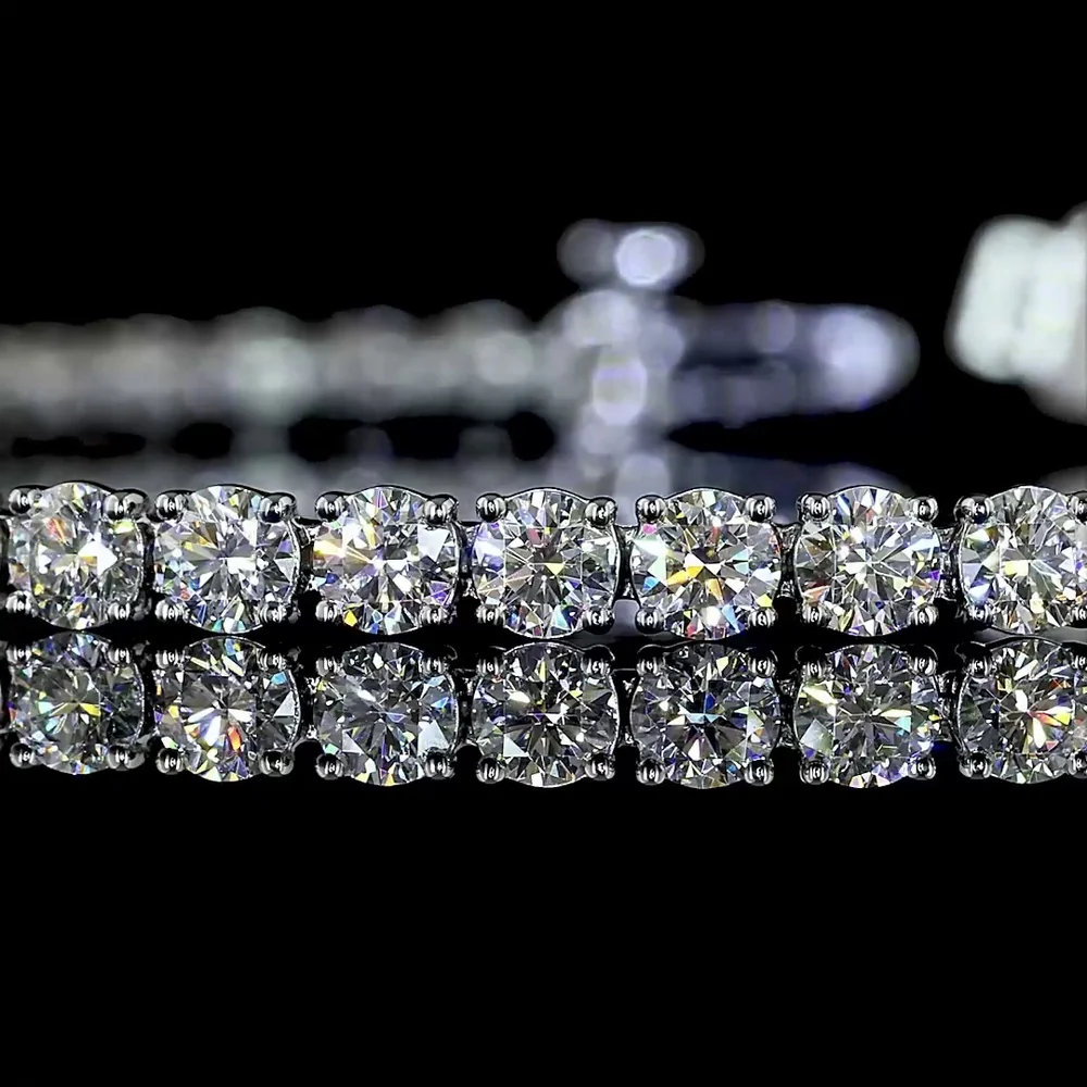 Silver 5.38 Carat Tennis Bracelet with 59 Prong Set Round Lab Grown Diamonds E-F Color VS1 Clarity - Covaloro Fine Jewelry - Image 2
