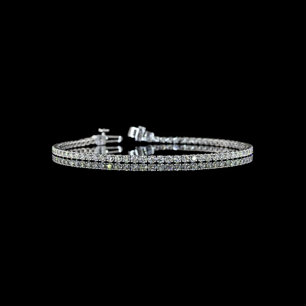Silver Tennis Bracelet with 2.77 Carat Round Brilliant Cut Lab Diamonds - E-F Color, VS1 Clarity, Prong Set - 78 Stones - Covaloro Fine Jewelry