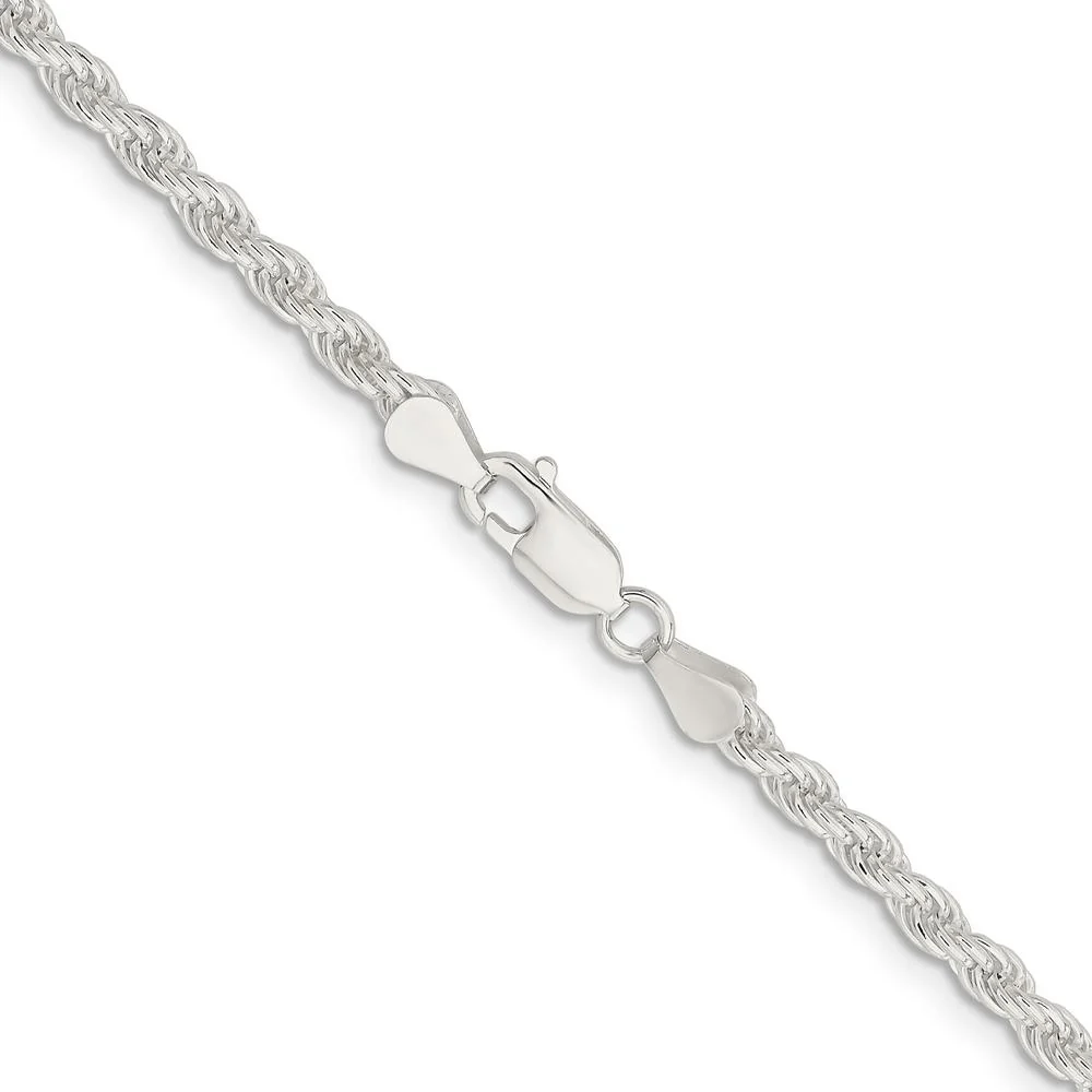 Sterling Silver 4.5mm Solid Rope Chain Necklace - 24", Polished Finish, Lobster Clasp by Lumare Gioia - Image 3