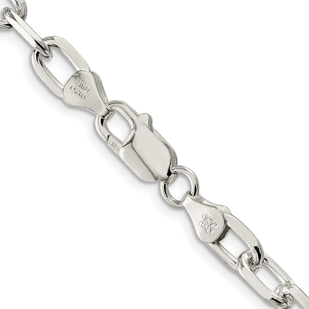 Sterling Silver Rhodium-Plated 24" Diamond-Cut Cable Chain - 6.65mm by Lumare Gioia - Image 3
