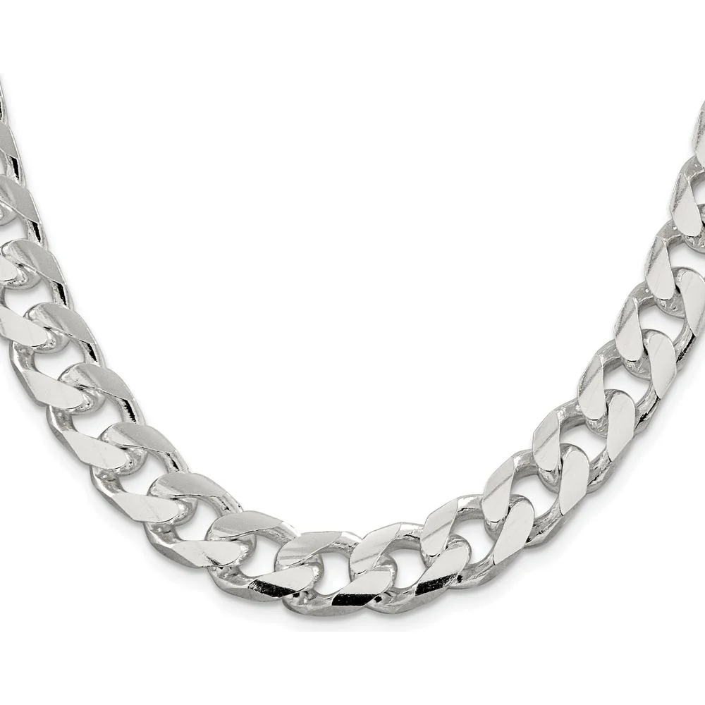 Sterling Silver Rhodium-Plated 24" Domed Curb Chain Necklace with Diamond-Cut Detail by Lumare Gioia - Image 2
