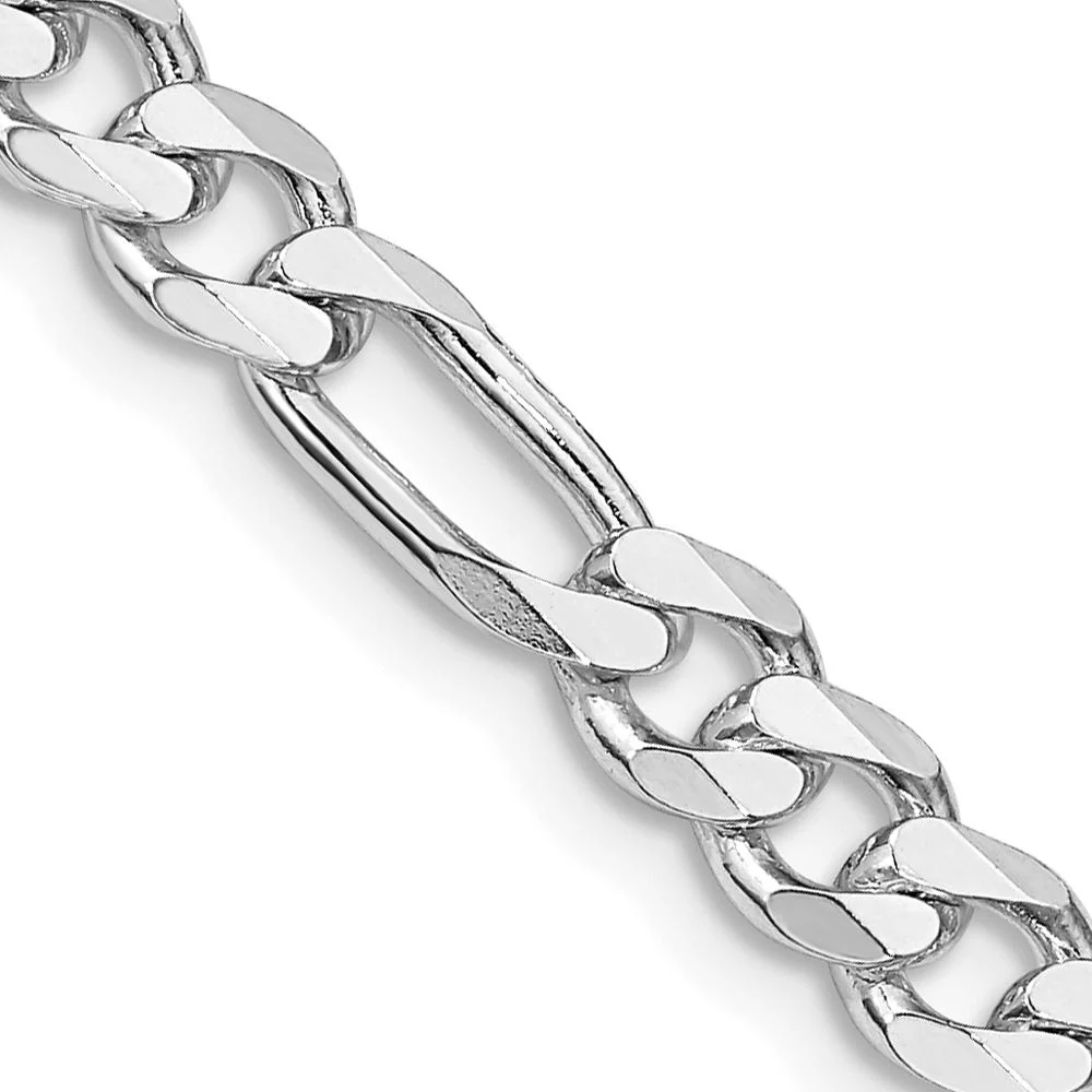 Sterling Silver Rhodium-Plated 5.25mm Figaro Chain - 22" by Lumare Gioia
