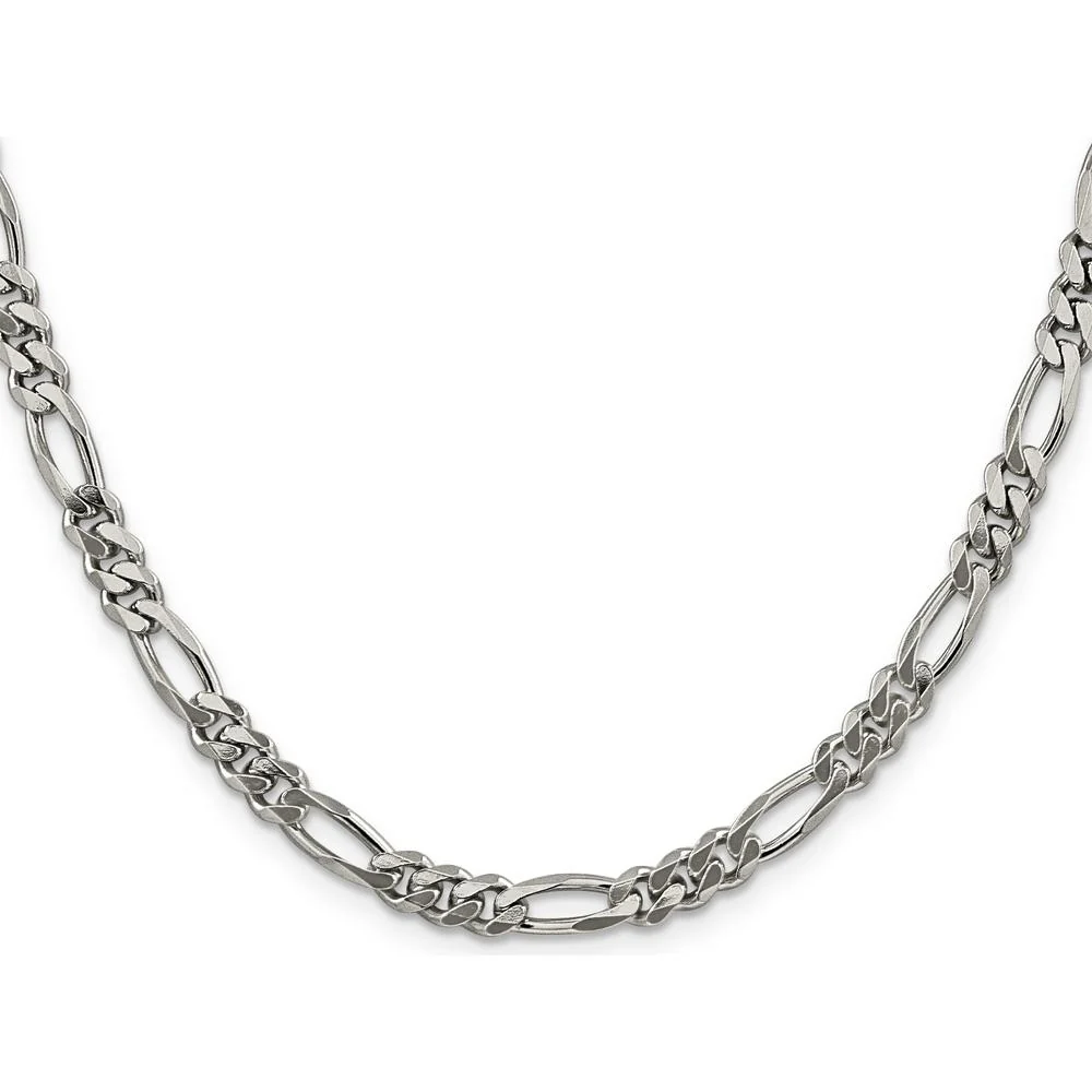 Sterling Silver Rhodium-Plated 5.25mm Figaro Chain - 22" by Lumare Gioia - Image 2