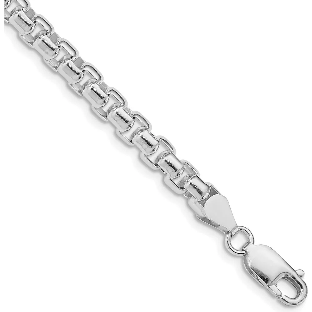 Sterling Silver Rhodium-Plated 5.2mm Round Box Chain Necklace - 20" by Lumare Gioia