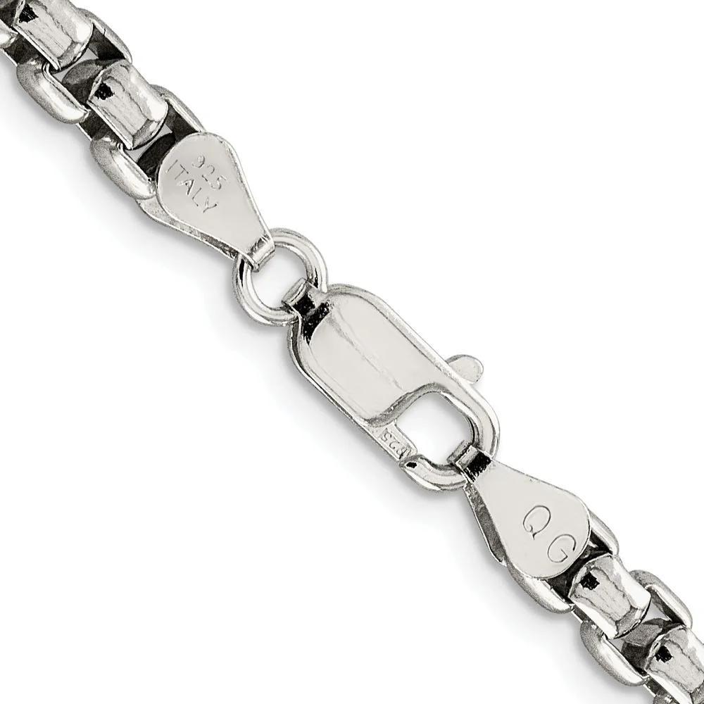 Sterling Silver Rhodium-Plated 5.2mm Round Box Chain Necklace - 20" by Lumare Gioia - Image 3
