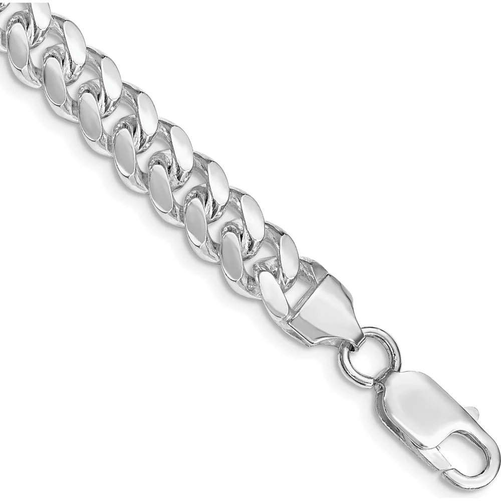 Sterling Silver Rhodium-Plated 8" Polished Domed Curb Chain Bracelet by Lumare Gioia