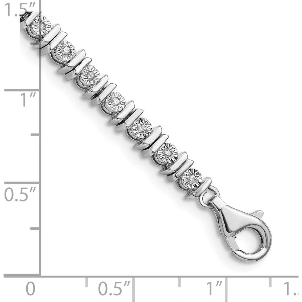 Sterling Silver Rhodium-Plated Tennis Bracelet with Diamonds - 0.50 Carat Total Diamond Weight by Lumare Gioia - Image 3