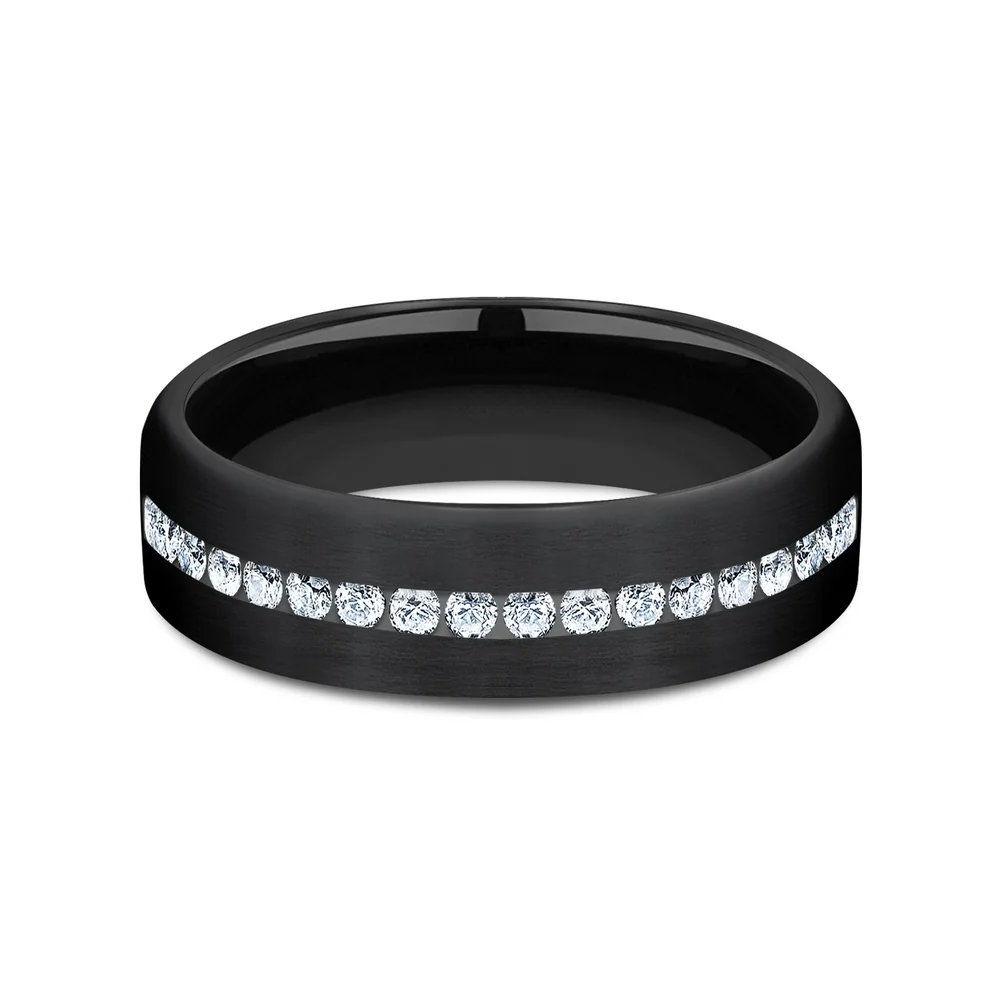 The Abe Men's Wedding Band in Black Titanium - 6.5mm Width by Forge - Image 3