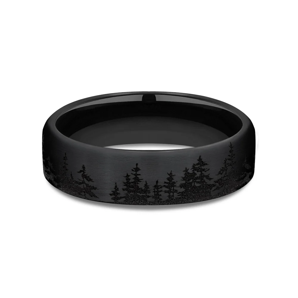 The Alpine Men's Wedding Band in Black Titanium - 6.5mm Width by Forge - Image 3