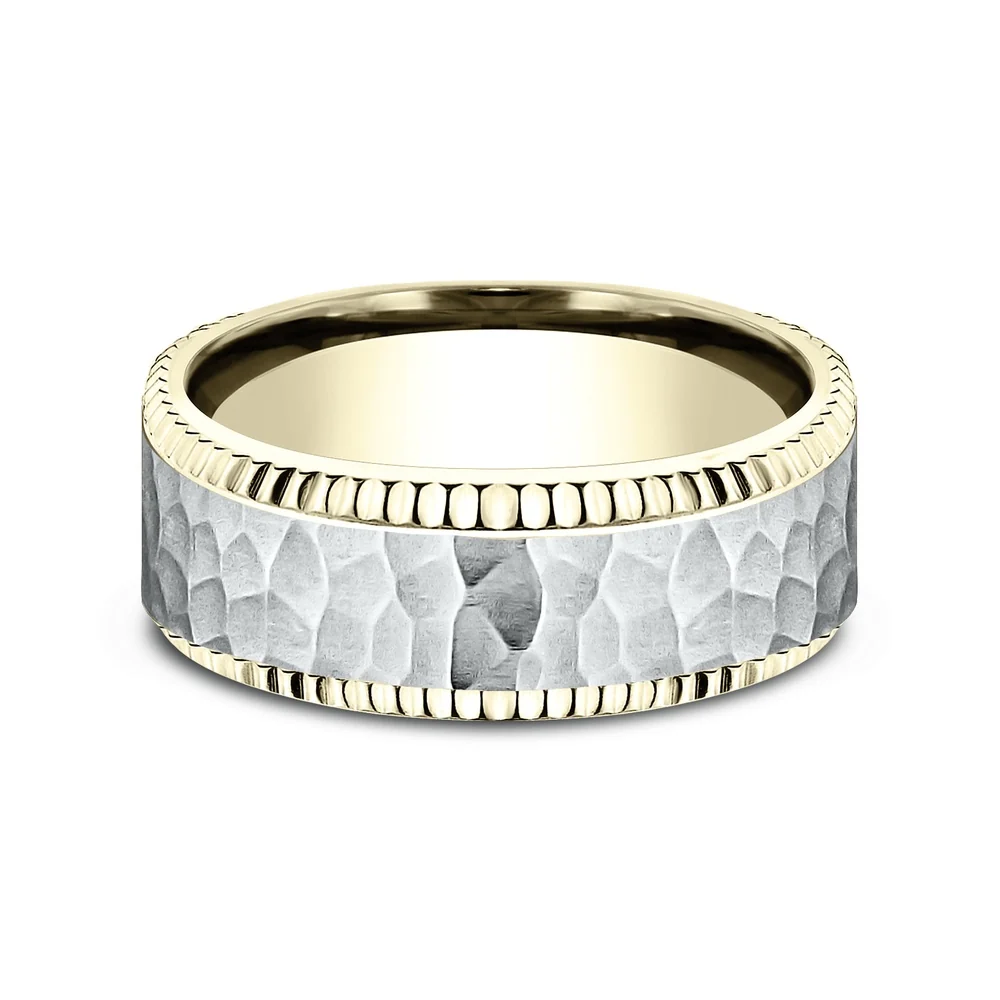 The Anderson Men's Wedding Band in 14K Yellow and White Gold - 8mm Width by Benchmark - Image 3