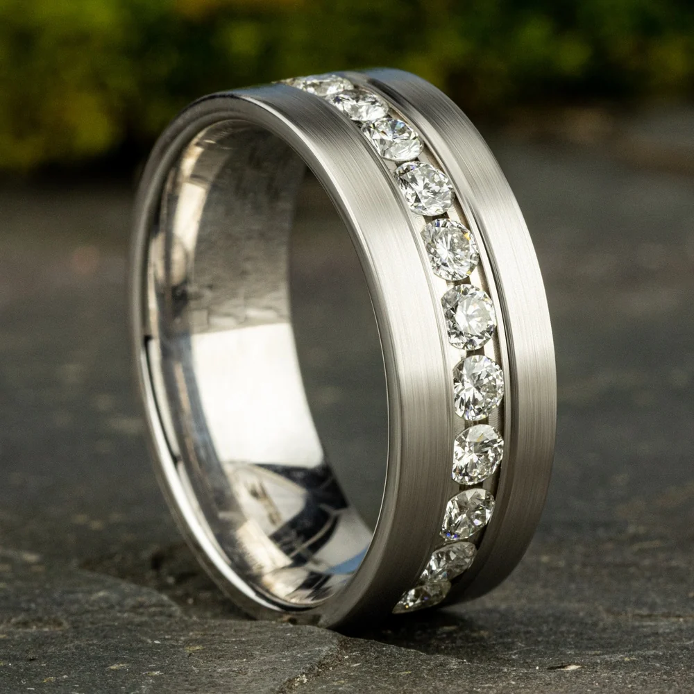 The Aristocrat Men's Wedding Band in 14K White Gold - 8mm Width by Benchmark - Image 4