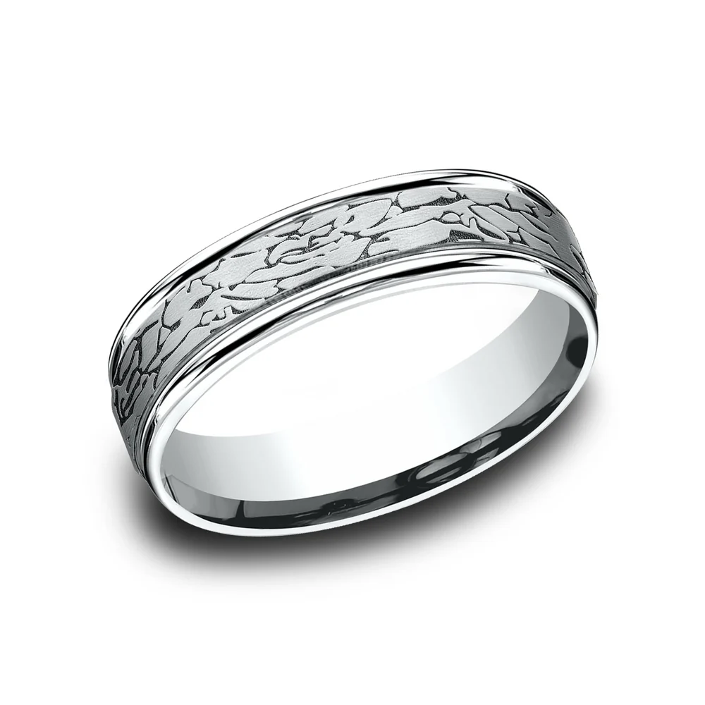 The Arthur Men's Wedding Band in 14K White Gold - 6mm Width by Benchmark