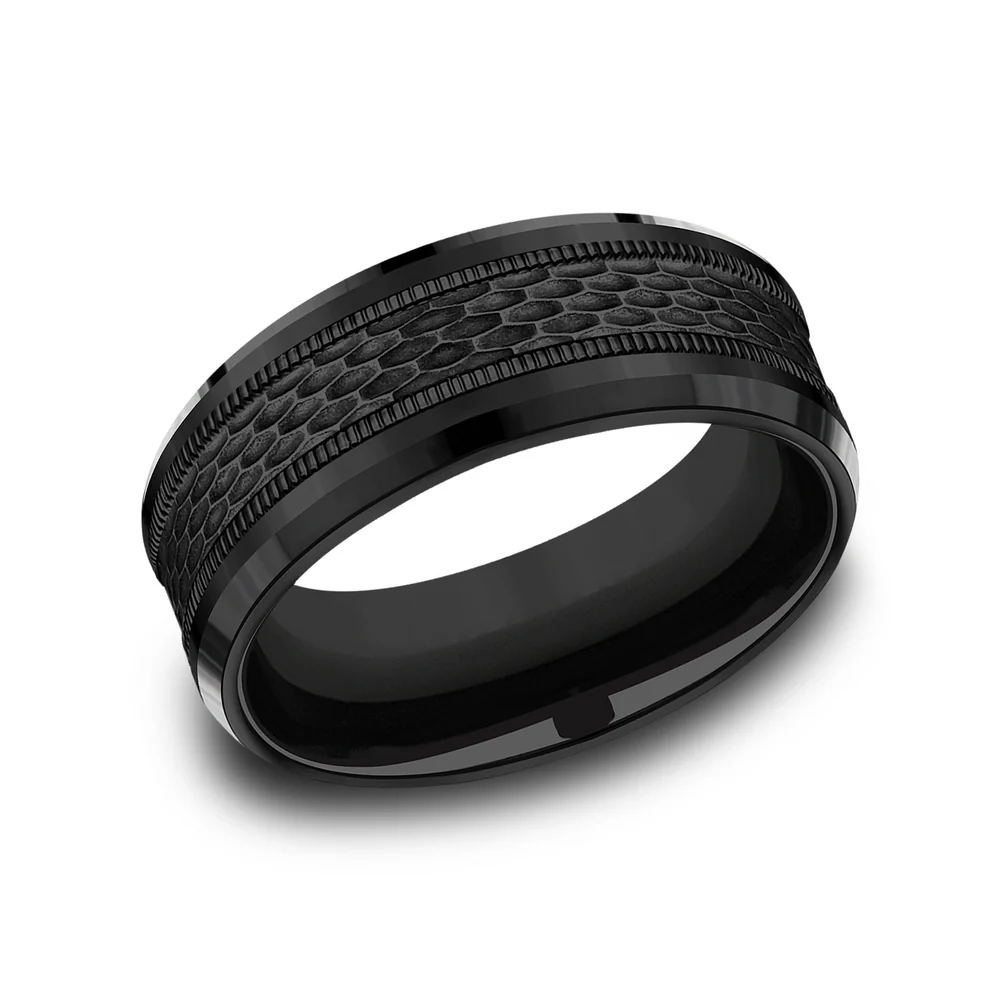 The Athlete Men's Wedding Band in Black Titanium - 8mm Width by Forge
