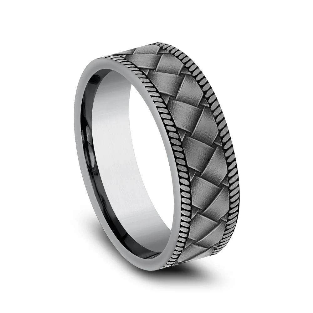The Basket Men's Wedding Band in Grey Tantalum - 7mm Width by Tantalum - Image 2