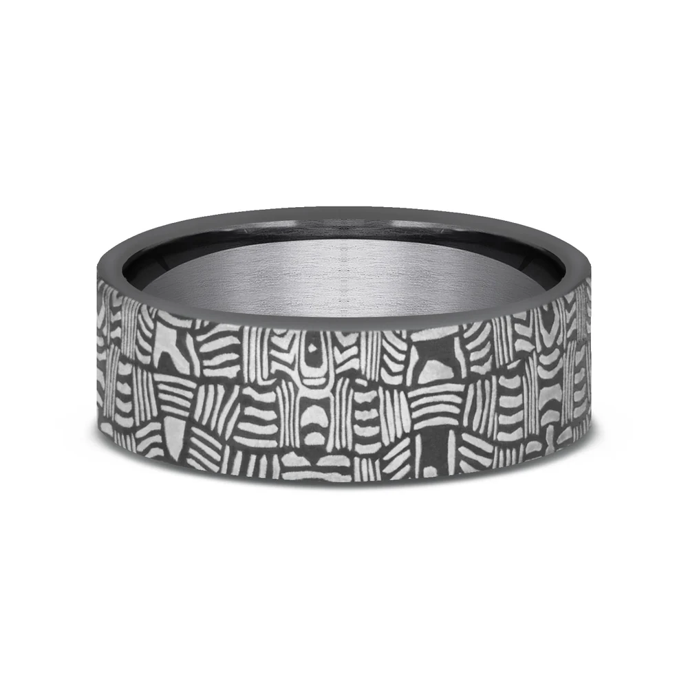 The Basket Weave Men's Wedding Band in Darkened Tantalum - 6.5mm Width by Tantalum - Image 3