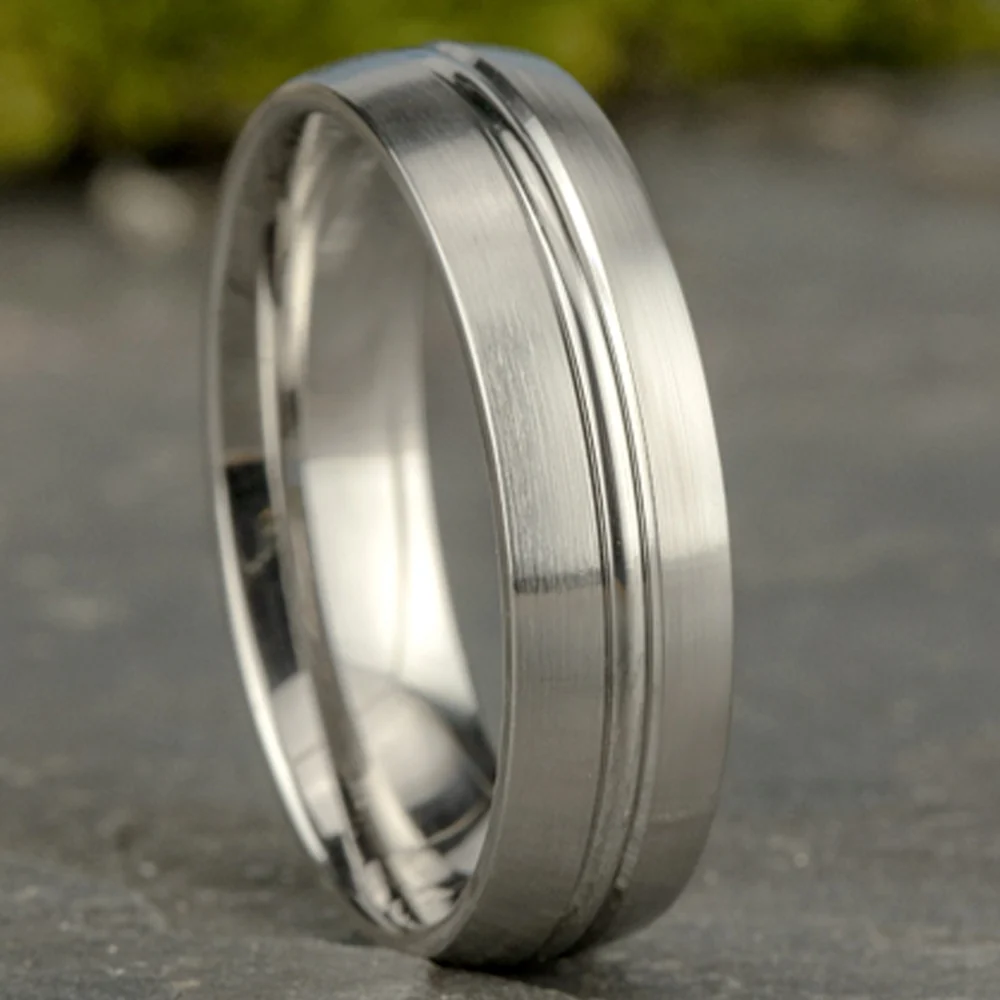 The Bastion Men's Wedding Band in 14K White Gold - 6.5mm by Benchmark - Image 4