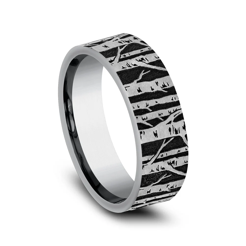 The Birch Men's Wedding Band in Tungsten - 7mm Width by Forge - Image 2