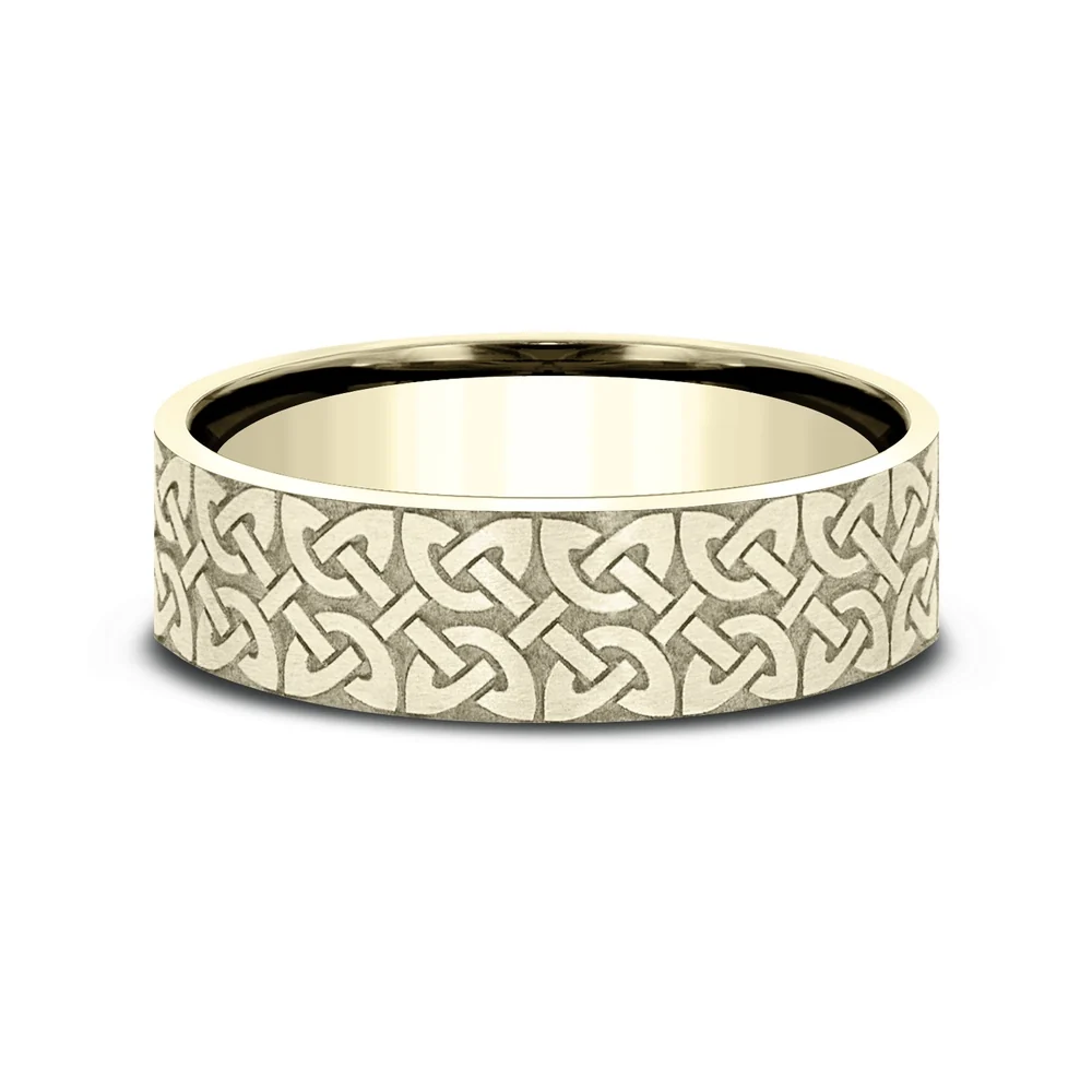 The Blarney Men's Wedding Band in 18K Yellow Gold - 7mm Width by Benchmark - Image 3