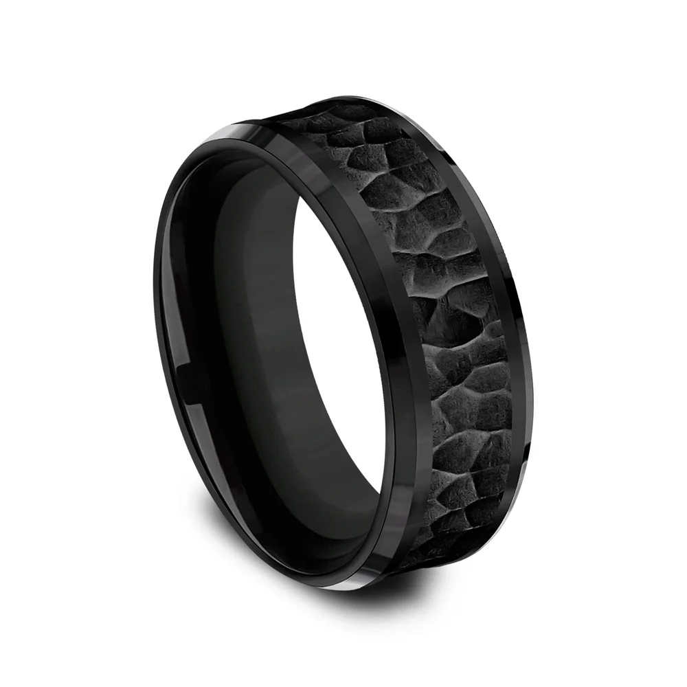 The Borland Men's Wedding Band in Black Titanium - 8mm Width by Forge - Image 2