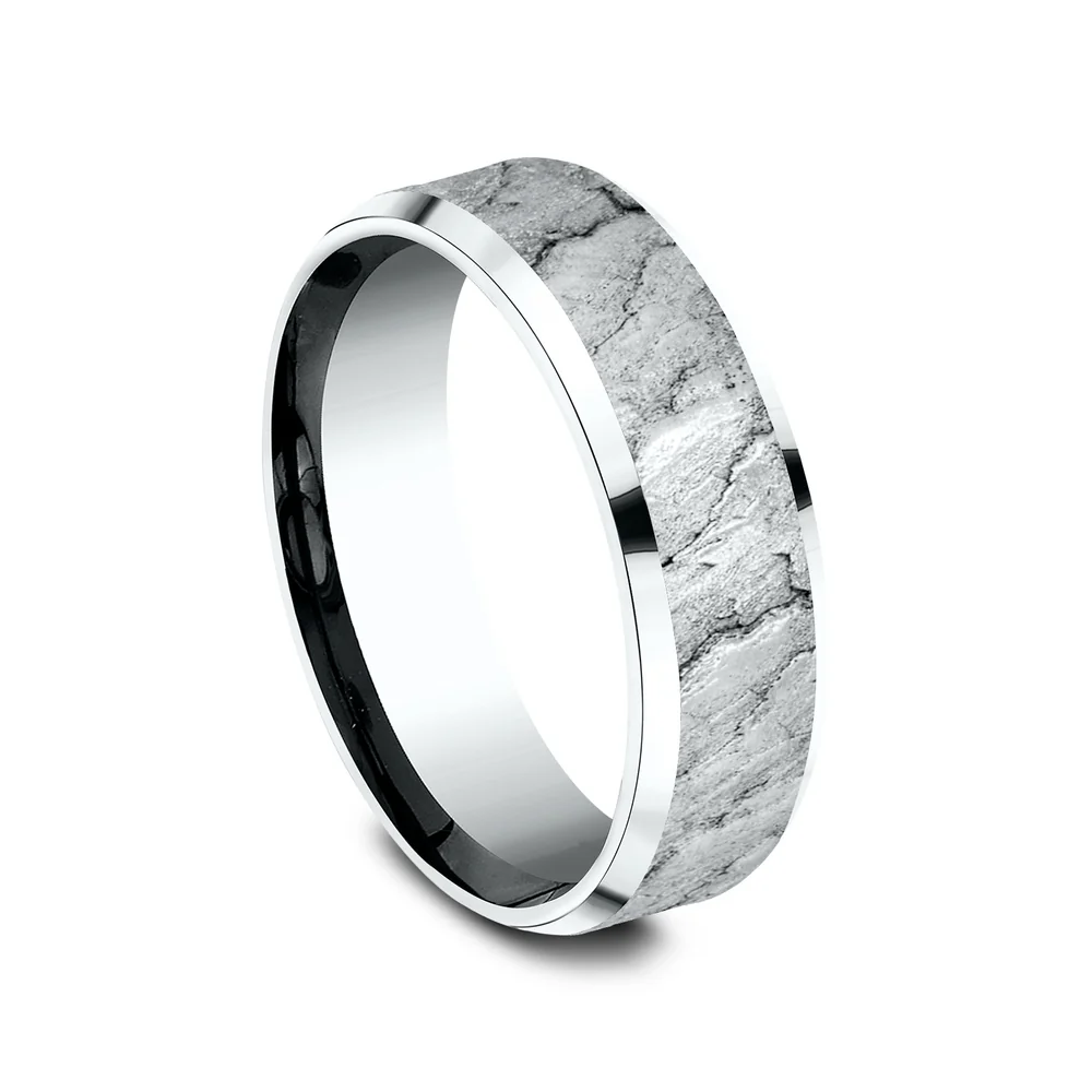 The Caldera Men's Wedding Band in 14K White Gold - 7mm by Benchmark - Image 2