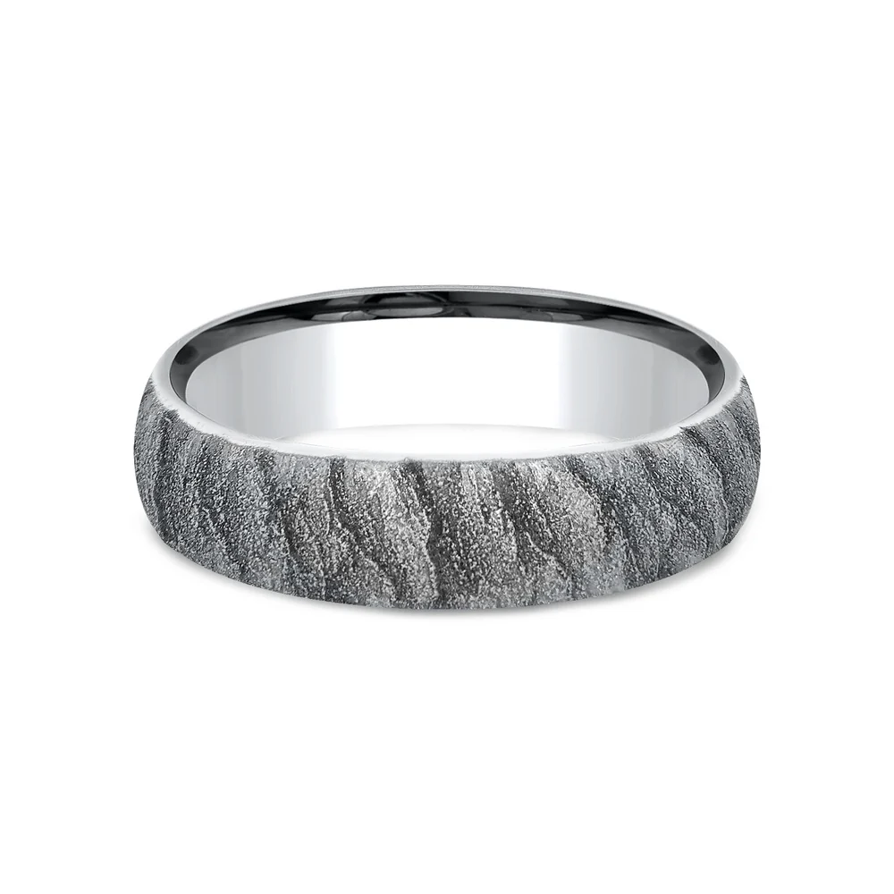 The Cascade Men's Wedding Band in White Cobalt - 6mm Width by Forge - Image 3