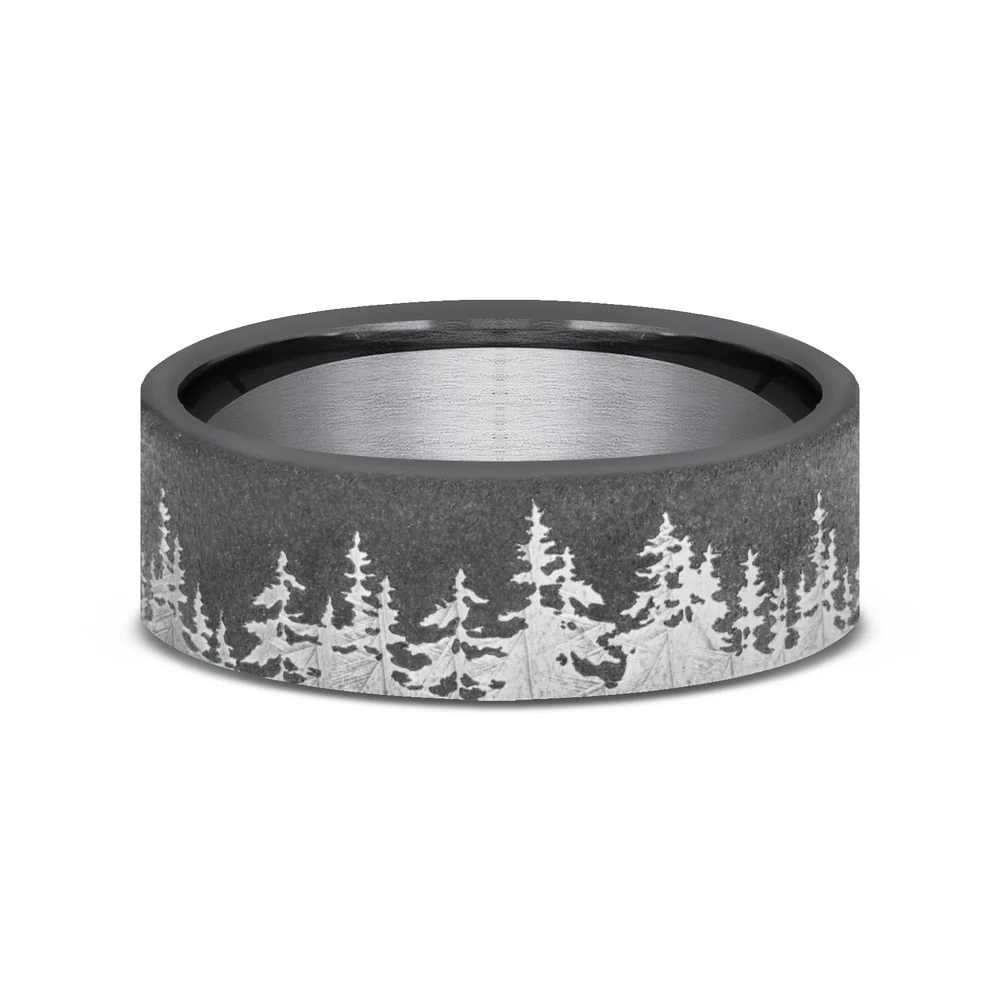 The Cedar Men's Wedding Band in Darkened Tantalum - 8mm Width by Tantalum - Image 3