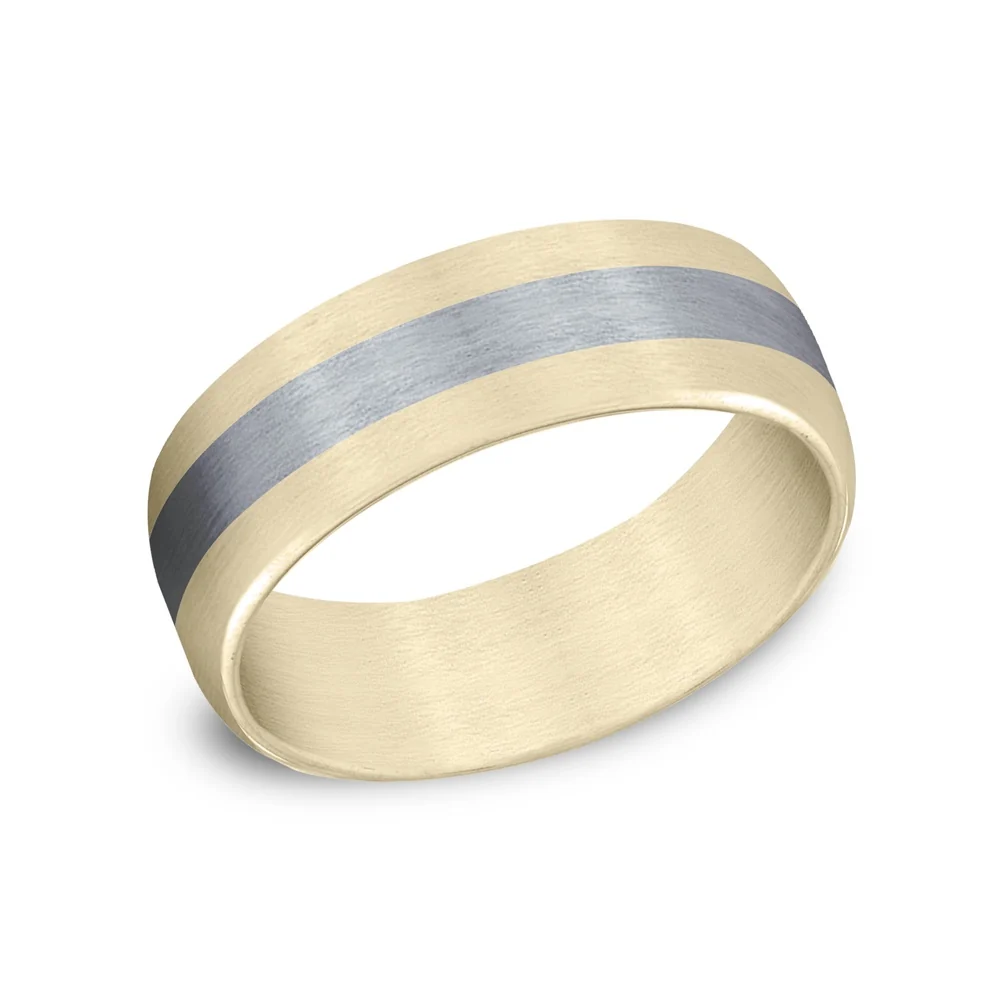 The Citadel Men's Wedding Band in 14K Yellow Gold and Grey Tantalum - 7.5mm Width by Ammara Stone