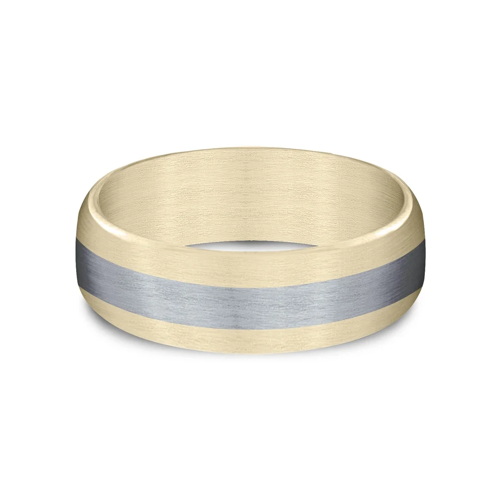 The Citadel Men's Wedding Band in 14K Yellow Gold and Grey Tantalum - 7.5mm Width by Ammara Stone - Image 3