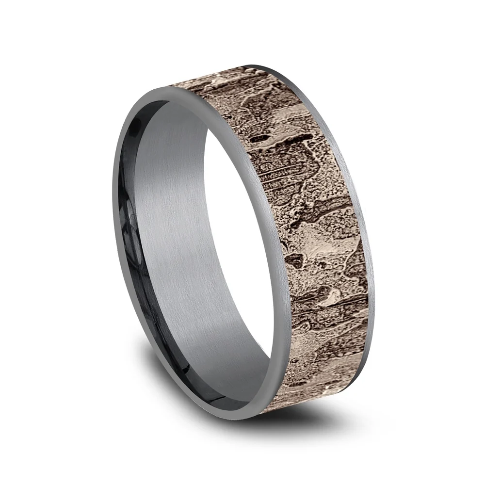 The Demo Men's Wedding Band in Grey Tantalum and 14K Rose Gold - 7.5mm Width by Ammara Stone - Image 2