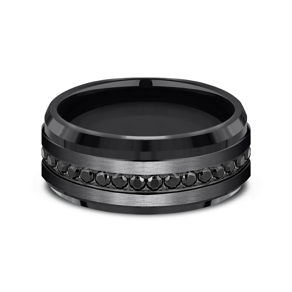 The Deputy Men's Wedding Band in Black Titanium - 9mm Width by Forge - Image 3