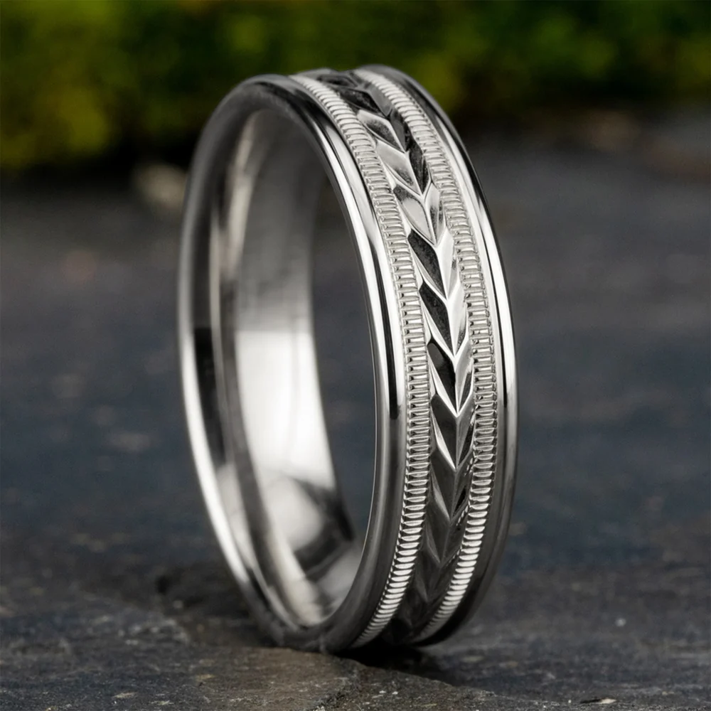The Dominion Men's Wedding Band in 14K White Gold - 6.5mm Width by Benchmark - Image 4