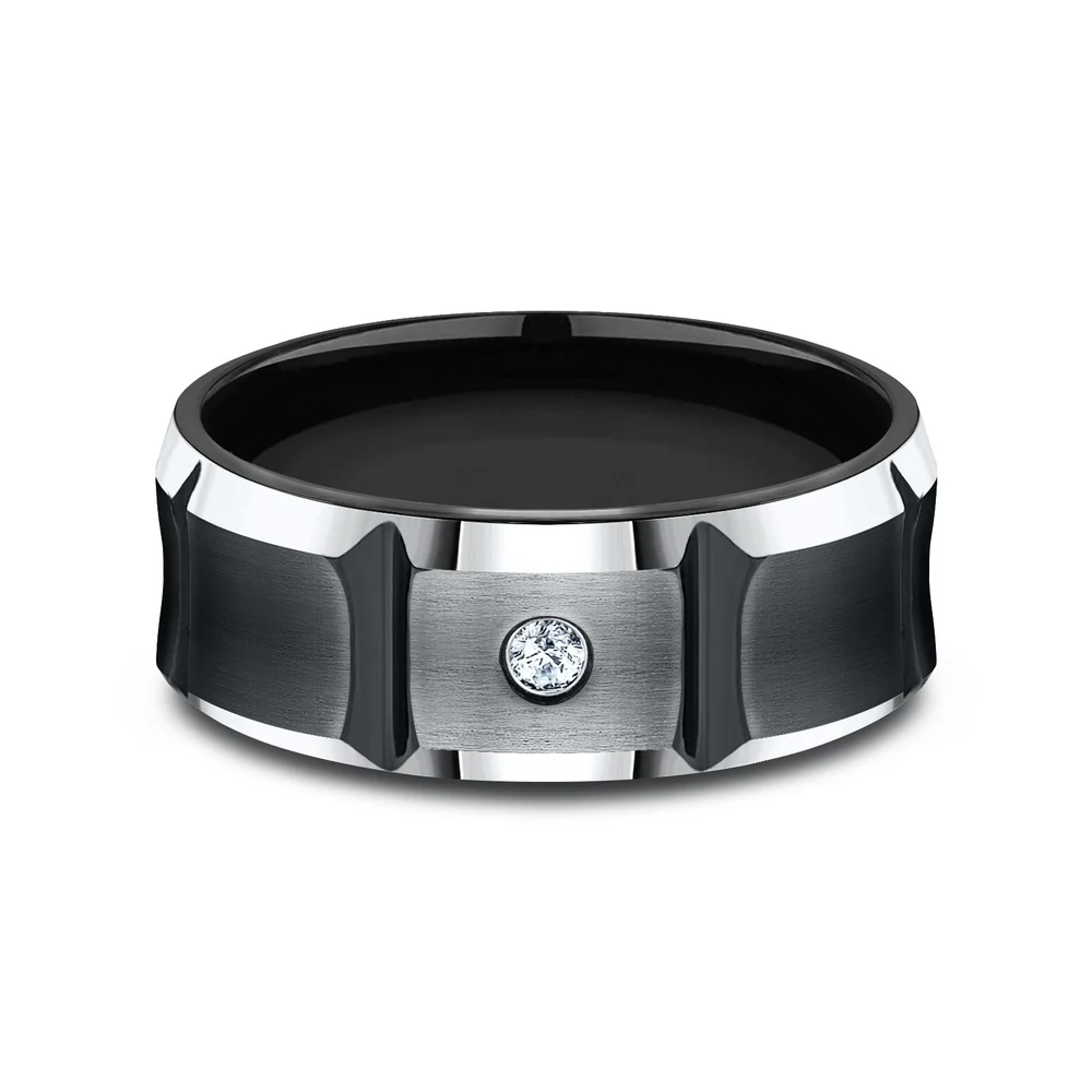 The Duel Men's Wedding Band in Black Cobalt - 8mm Width by Forge - Image 3