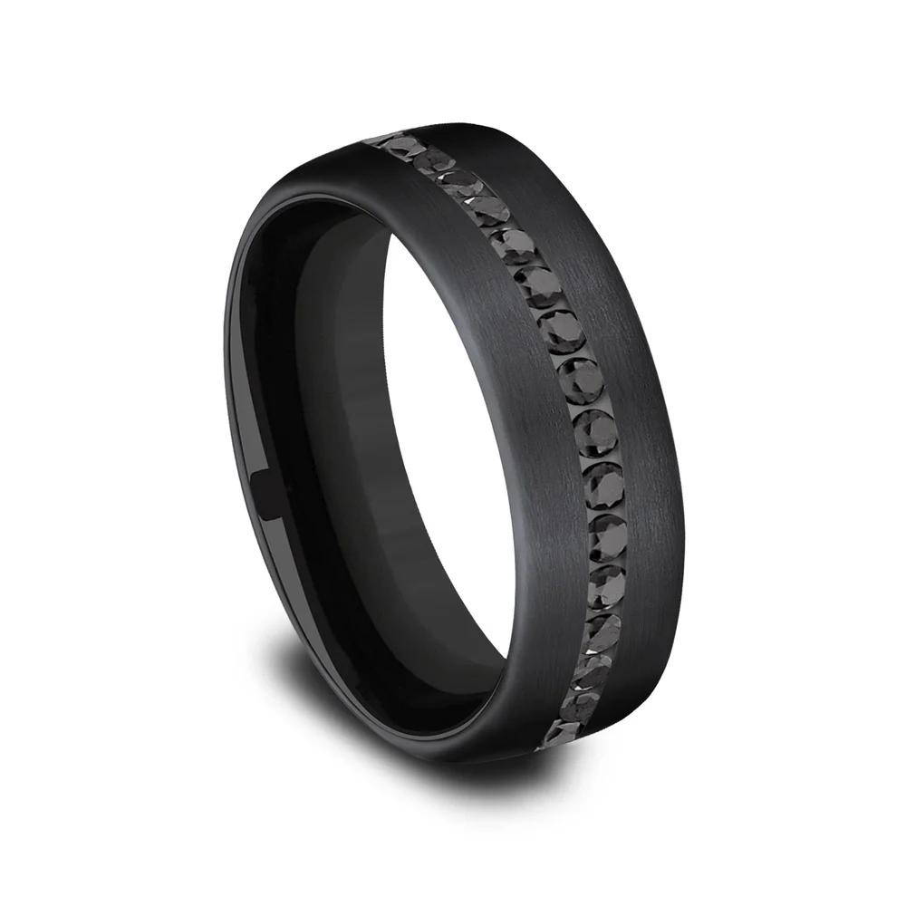 The Edison Men's Wedding Band in Black Titanium - 6.5mm Width by Forge - Image 2