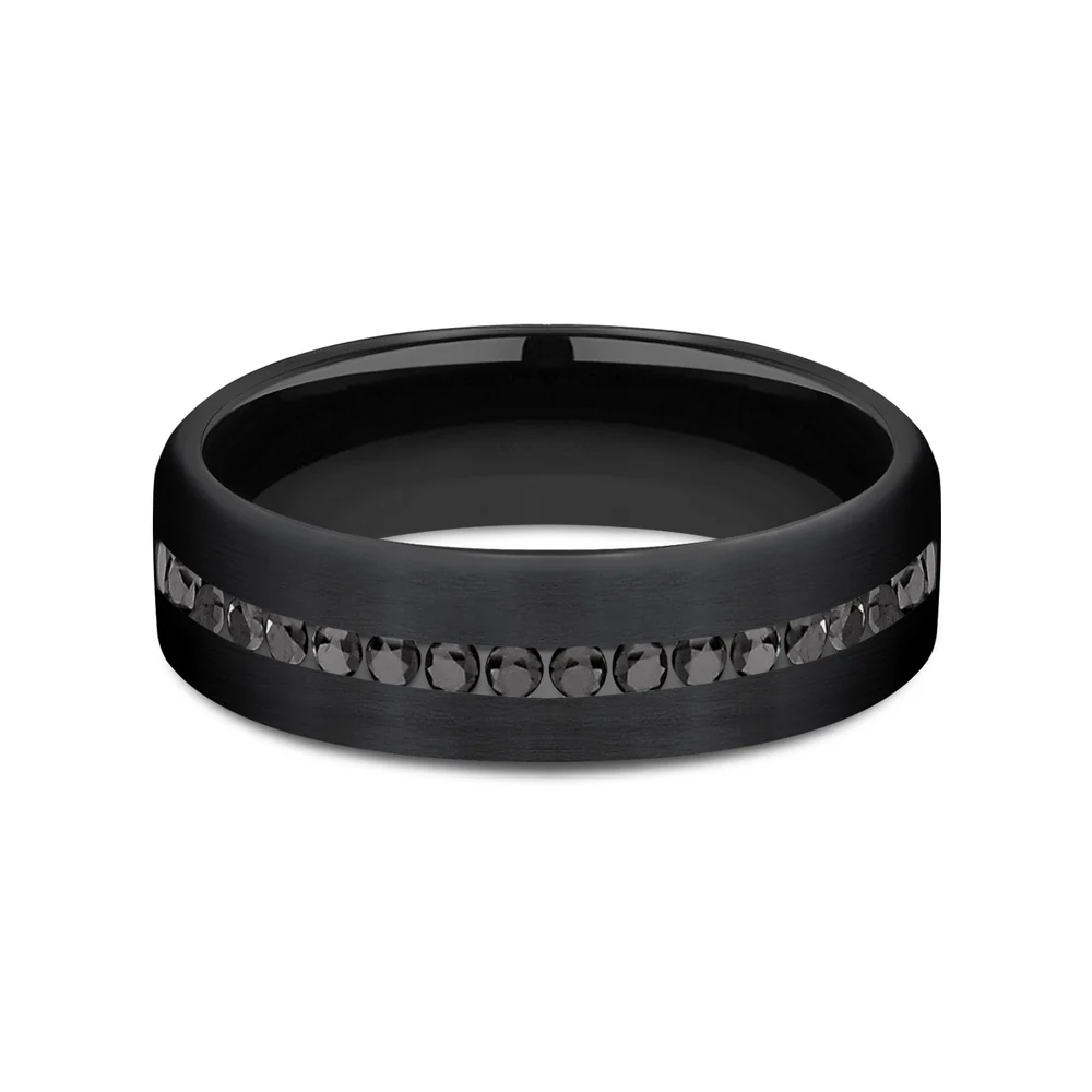 The Edison Men's Wedding Band in Black Titanium - 6.5mm Width by Forge - Image 3