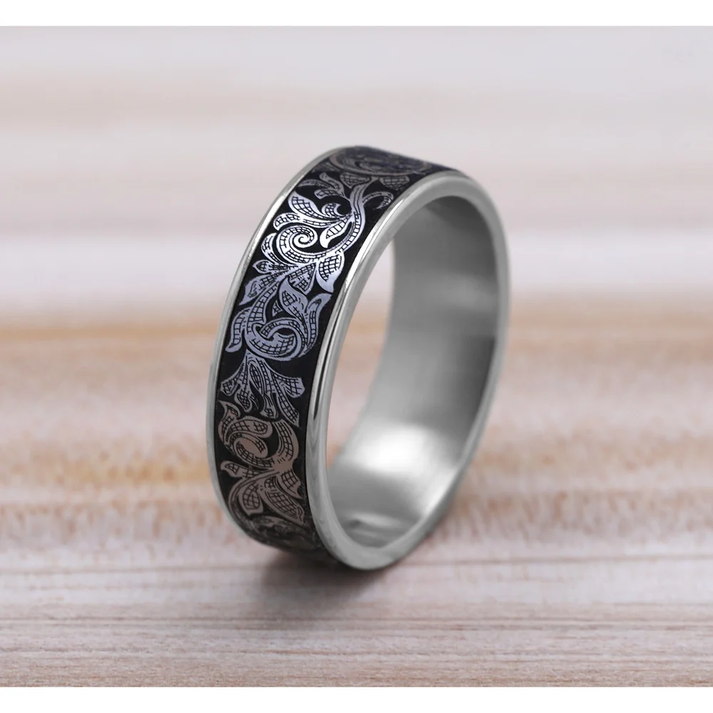The Embassy Men's Wedding Band in 14K White Gold and Grey Tantalum - 7.5mm Width by Ammara Stone - Image 4