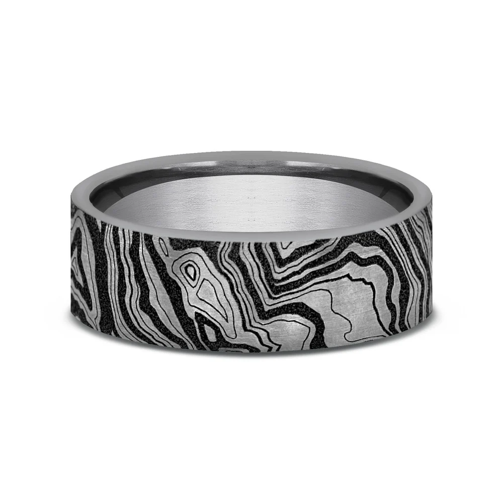 The Explorer Men's Wedding Band in Tungsten - 7mm Width by Forge - Image 3