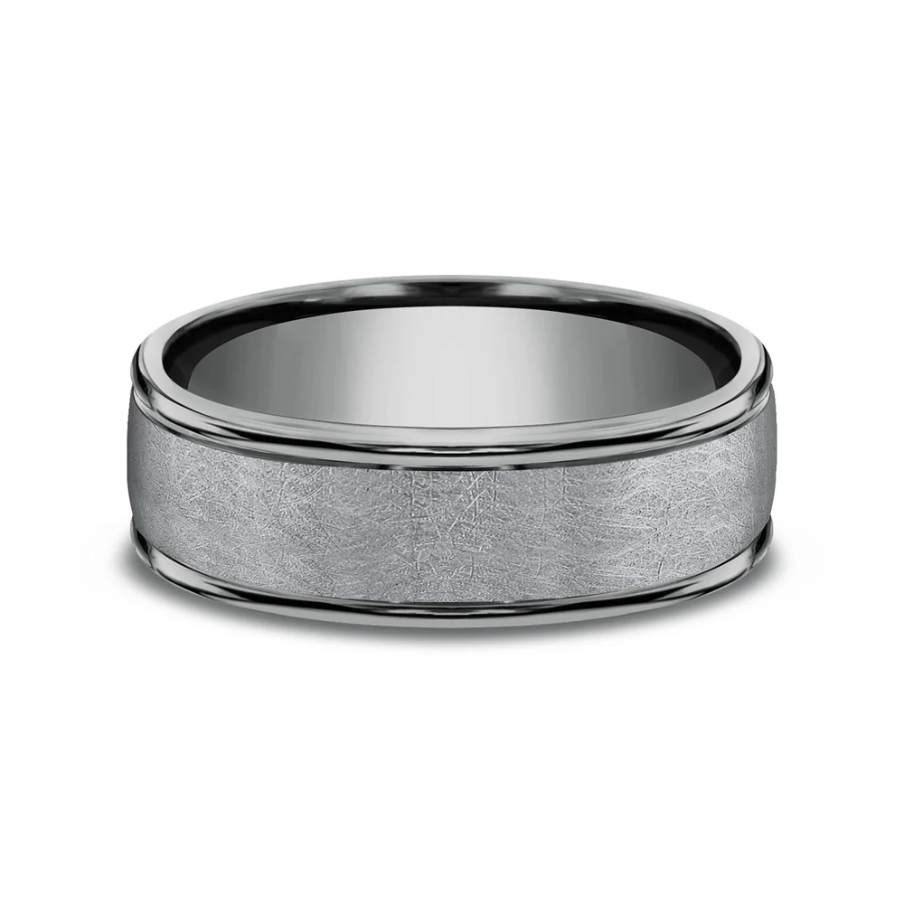 The Ezra Men's Wedding Band in Grey Tantalum - 6.5mm Width by Tantalum - Image 3