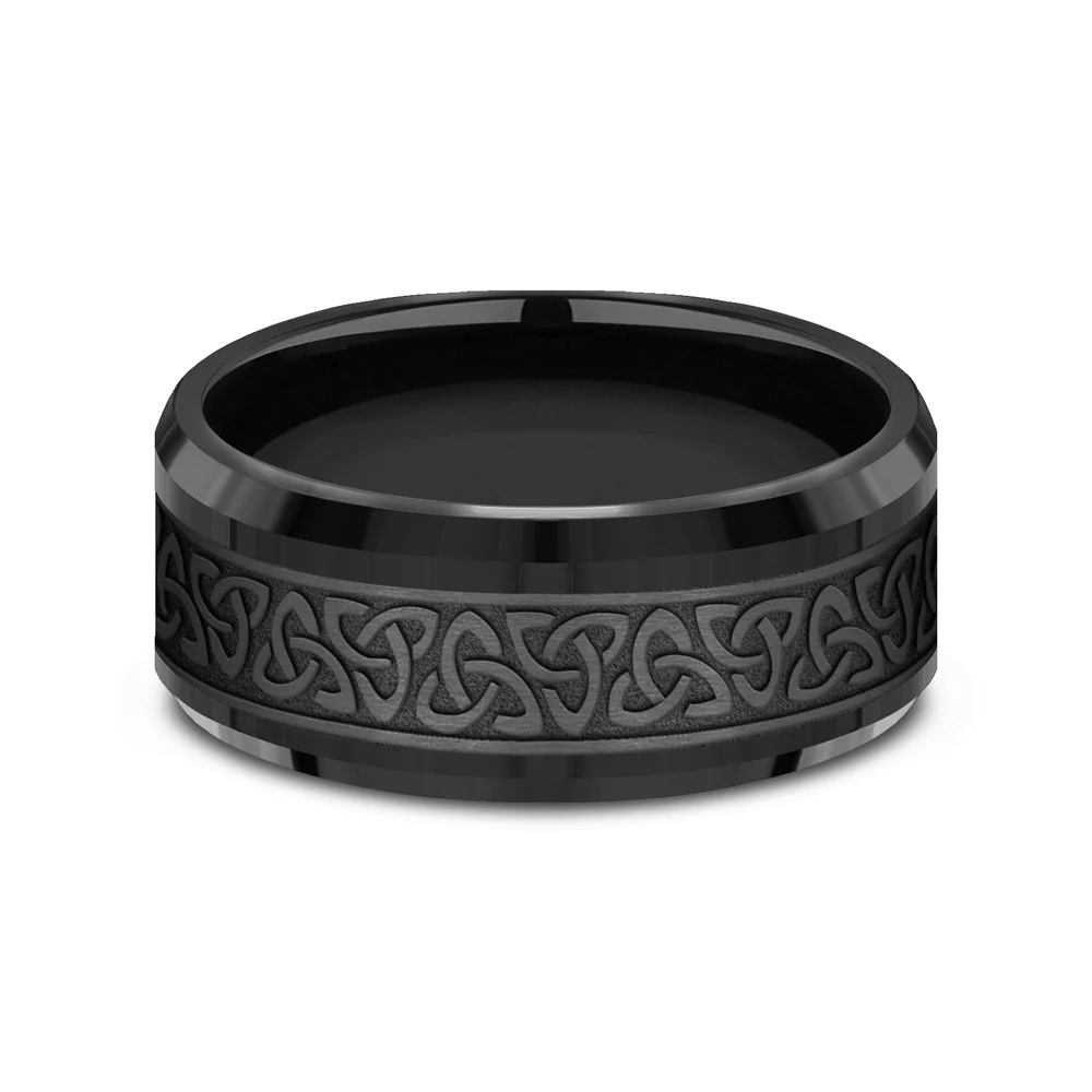 The Galway Men's Wedding Band in Black Titanium - 9mm Width by Forge - Image 3