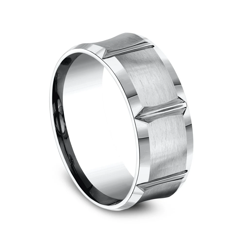 The Gauntlet Men's Wedding Band in White Cobalt - 9mm Width by Forge - Image 2